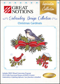 Great Notions Embroidery Designs - Christmas Cardinals