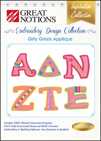 Great Notions Embroidery Designs - Girly Greek Applique