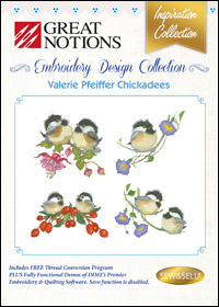 Great Notions Embroidery Designs - Valerie Pfeiffer Chickadees
