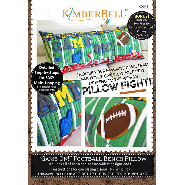 Kimberbell Designs - Bench Pillow, Game On! Football, Machine Embroidery 