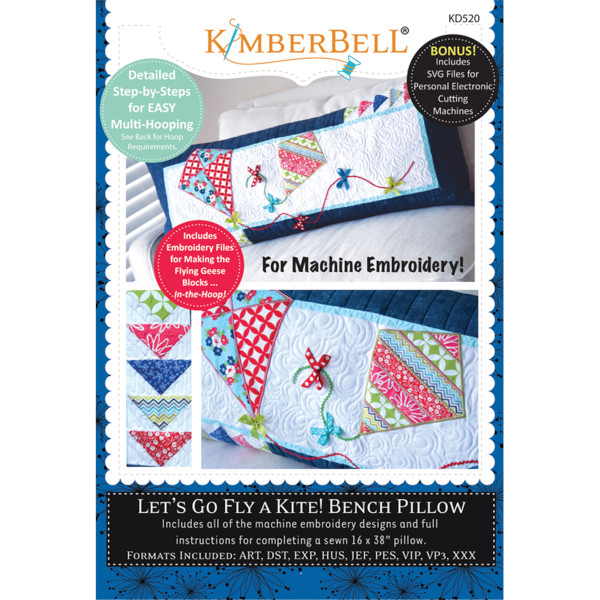 Kimberbell Designs - Bench Pillow, Let's Go Fly a Kite, Machine Embroidery